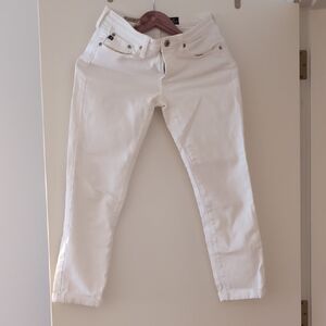 AG The Stevie Roll-up White Crop Jeans